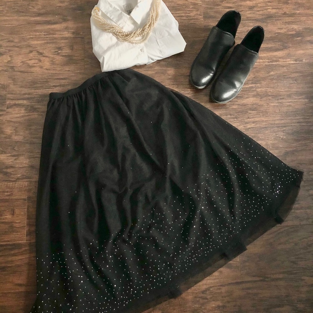 ❌SOLD❌Tulle Ballet Skirt / Black w/ Rhinestones